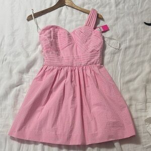 Lilly Pulitzer Addison Pink Striped One Shoulder Dress